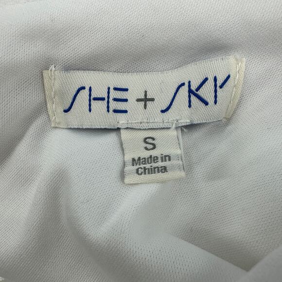 She + Sky Ombre Tiered Pleated Midi Dress WMNS S Pink White Flowy V-Neck Ruffled - Picture 9 of 11